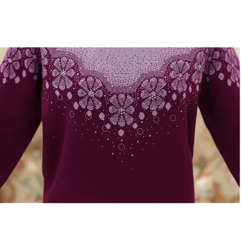 Efterår Og Vinter Sweater Midaldrende Kvinder Turtleneck Sweater, Varm, Plus Size Mode Print Kvinder Ædle Pullover Sweater W294