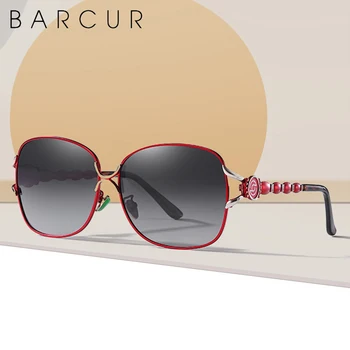 BARCUR Luksus Retro Polariserede Solbriller Kvinder Mode Overdimensionerede Brand Designer Gradient Linse Oculos Lunette De Soleil Femme