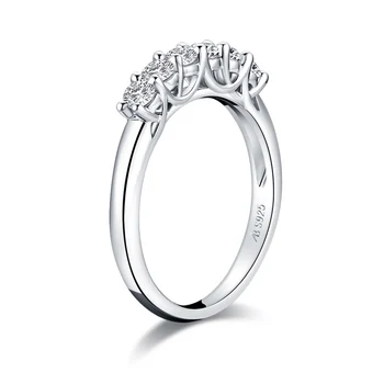 ANZIW Række Bore Bryllup Band Ring i 925 Sterling Sølv Ring Simuleret Diamant Engagement Bryllup 6-Sten Band Ring Smykker