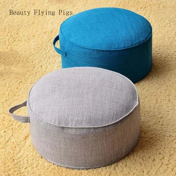 Håndlavet linned futon yogamåtte stof runde fortykkelse karnap pude kreative te-ceremoni-gulvtæppe pude yogamåtte