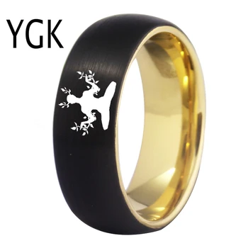 YGK Smykker Yoga Meditation Design Mat Sort Gyldne inde Wolfram Ring Nye Mænd, Bryllup, Engagement, Jubilæum Gave Ring