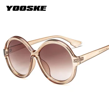 YOOSKE Overdimensionerede Runde Solbriller Kvinder Luksus Vintage Damer Nuancer Store Ovale solbriller Kvindelige Kvinder Pink Solbrille UV400