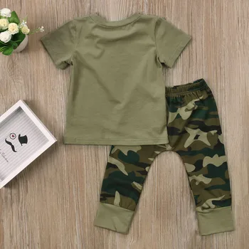 2 Style Casual Mode Nyfødte Barn Baby Dreng Piger Bomuld Kortærmet O-Neck Pullover Brev Shirt, Toppe Print Bukser Hovedbøjle