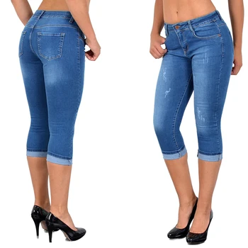 2020 Sommeren Kvinder Mode Høj-Taljen Skinny Jeans Knæet Længde Denim Capri Bukser Høj-Taljen Skinny Jeans Knæet Længde Denim Bukser