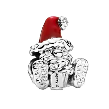 2020 Vinter Nye 925 Sterling Sølv Perler Siddende Santa Claus & Stede Charme passer Oprindelige Pandora Armbånd Jul Smykker