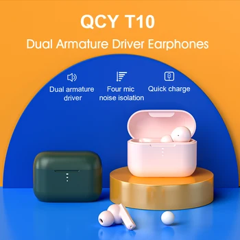 QCY T10 Trådløse Bluetooth-Hovedtelefoner Dobbelt-Armature in-ear Hovedtelefoner APP intelligent styring 4-mic Type-C hurtig opladning