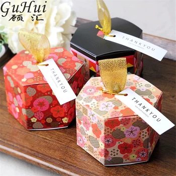 50stk Sakura Cherry Sekskant Candy Box Chokolade Blomster Blomstre Gave Kage Valentine ' s Day juledekoration Pakke Nye År