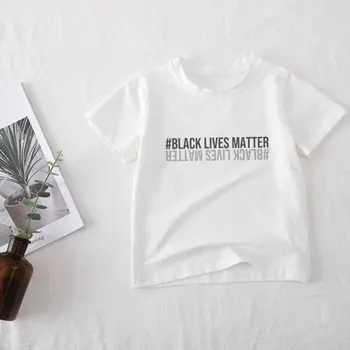 Nyhed 2020 Unisex Piger Tshirt Black Liv Sagen Print Boy T-Shirt Baby Pige Tøj Æstetik Sommer Børn Toppe 24M-9T Søde piger