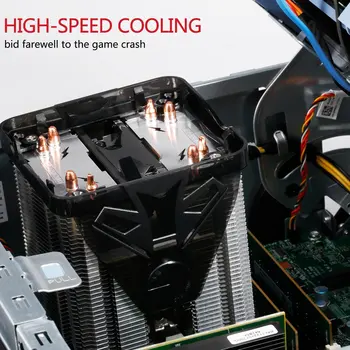 LESHP CPU Køler Ultra Stille 20dB(A) med 90mm Blæser Fire Ren Kobber Heat Pipes Fire-ledning til PC Lang Levetid Kompakt