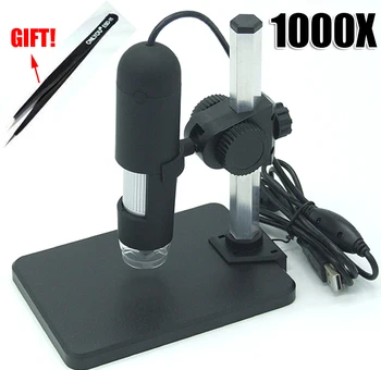 USB Digital Mikroskop 50X/1000X 8 LED SMD lys 2MP EndoscopeMagnifier Kamera+Lift Stå Mikroskop Gratis Fragt
