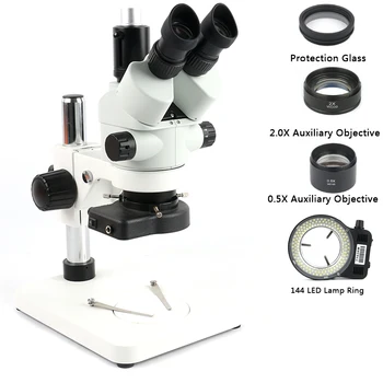 2020 3,5 X 7X 45X 90X Industrielle Simul-Focal Trinokulartubus Mikroskop Zoom Stereo-Mikroskop For LAB Telefon PCB Reparation Lodning
