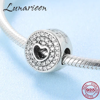 Nye 925 Sterling Sølv Hule hjerte med ZIRKONIA krystal perler Runde form passer Oprindelige europeu Charme Armbånd smykker at gøre