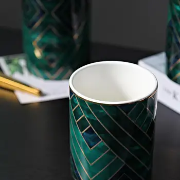 Vintage Emerald Keramik Til Opbevaring Af Flasker, Krukker-Grøn Lagertanke Køkkenredskaber, Te Og Sukker Firkantet Kasse Tilfælde Househould