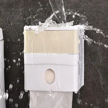 Dobbelt Lag Badeværelse Opbevaringsboks Toilet Papir Sanitær Serviet Opbevaring Holder Vægmonterede Hylder Til Shower Gel Kvinder