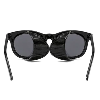 Steampunk mode Solbriller Mænd Kvinder Brand Design Vintage Runde Nuancer Punk Sol Briller UV400 Side Skjold Brillerne Gafas de sol