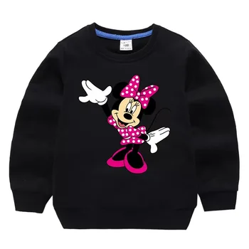 Børn Plus Velvet Sweater Drenge Piger Efterår og Vinter Sweatshirt Tegnefilm Minnie Print Warm Crew Neck Bunden Shirt