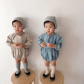 2019 Japan og Korea Efteråret Nye Baby Slik-farvet langærmet Bomulds Tøj piger, tøj