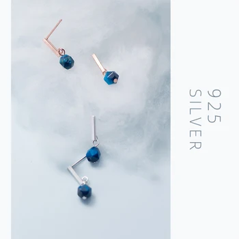 Modian 925 Sterling Sølv, Blå Krystal Design Drop Øreringe til Kvinder Dingle Ørering Classic Fashion Statement Smykker