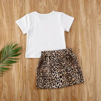 Boutiqke Børne Tøj 2STK lille Barn Børn Baby Pige Tøj Sæt Toppe, T-Shirt +Mini Leopard Nederdel Udstyr