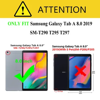 Litchi PU læder taske Til Samsung Galaxy Tab Et 8.0 tommer 2019 tablet cover SM-T290 T295 T297 Beskyttende Tablet Tilfælde+film+pen