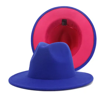 2020 New Høj Kvalitet Mode Mænd Wide Brim Uld Filt Fedora Hatte Mode Lady Efterligne Uld Filt Skipper Top Jazz Hat