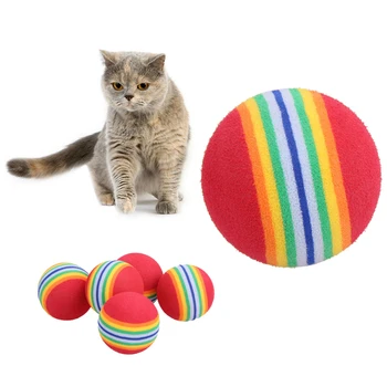 100pcs/masse Farverige Bløde Skum Rainbow Spille Bolde Til kat