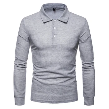 Ensfarvet Polo Shirt Mænd 2018 Efteråret Ny Åndbar Langærmet Herre Polo Shirts Slim Fit Afslappet Polo Shirt Mandlige Polo Hombre