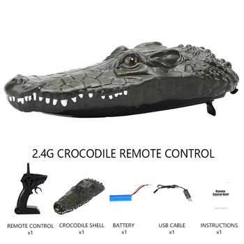 RC dyr 2,4 G High-speed Remote Control Båd Simulering Krokodille Hoved Sjov Sjov Sjov Toy Horror Fartøjer Spoof Toy