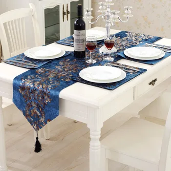 Klassisk Western bordløber Strømmer bronzing Simulering silke klud kvast tabel dekoration til bryllup hjem festartikler