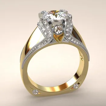 Sølv Farve Luksus Kvindelige Zircon Sten Ring Sæt Unikke Stil Krystal Brude Ring Løfte Forlovelsesringe For Kvinder