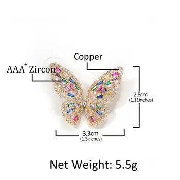 Uwin Butterfly Øreringe Farverige Micro Banet Cubic Zircon Earings Mode Smykker Gave