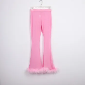 Sexy V Hals Mesh Træningsdragt To-delt Sæt, Kvinder Afgrøde Top og Bukser Efteråret Bløde Costume Pink Hip Hop Sved Passer Se Gennem