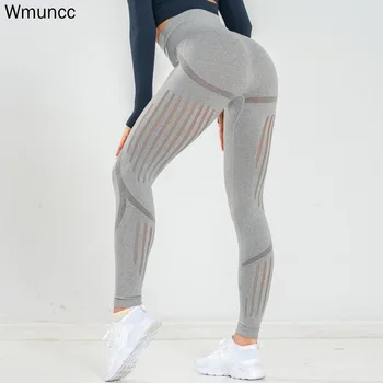 Hule Ud Sport Leggings Kvinder Yoga Bukser Åndbar Kører Fitnesscenter Sportstøj Elastisk Trænings Bukser Energi Problemfri Kontrol Mave
