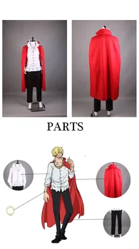 Unisex Animationsfilm Cos Ét Stykke, ET STYKKE Vinsmoke Sanji Cosplay Kostume Uniform Red Cap Sæt Kulør