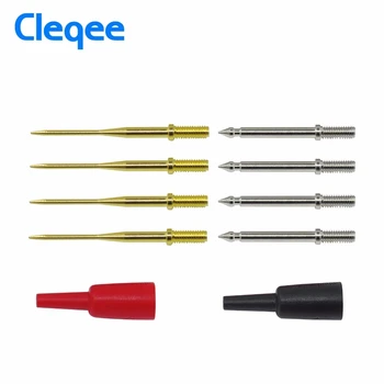 Cleqee P8003.1 8stk Udskiftelige test needle kit 1mm Forgyldt sharp&2mm standard-egnet til Multimeter probe