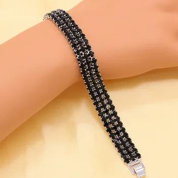 Ny Mode Sølvfarvet Armbånd Til Kvinder, Superior-Sort Cubic Zirconia Justerbar Kæde Armbånd Længde 18+2cm