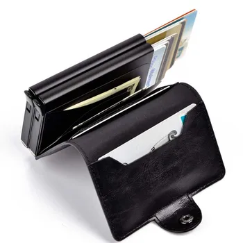 2020 Pu Læder Cizicoco RFID-Crazy Horse Mini Wallet Sikkerhed Oplysninger Dobbelt-Max Aluminium Kreditkort Indehaveren Metal Taske