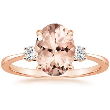 2021 Nye Luksus Pink Oval Morganite Sten, Steg Guld Ring for Kvinder Kobber Part Engagement Ring, Gave, Mode Smykker Tilbehør