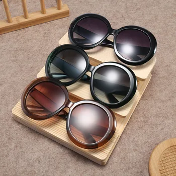 LNFCXI Fashionable Overdimensionerede Runde Ovale Solbriller Kvinder/Mænd Vintage Briller til Kvinder Luksus Sort Grøn Oculos De Sol Gafas
