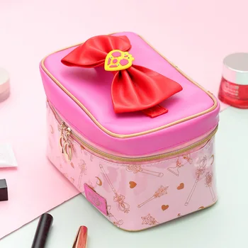 Tegnefilm Sailor Moon Kvinder PU Læder Makeup Taske Multifunktion Damer Vask Toiletartikler Rejse Cosmetic Organizer opbevaringspose