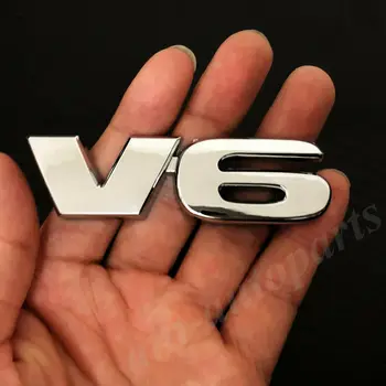 2x 3D-Metal Chrome V6 Bilens Bagagerum bagskærm Logo Badge Decal Sticker SR5 4X4