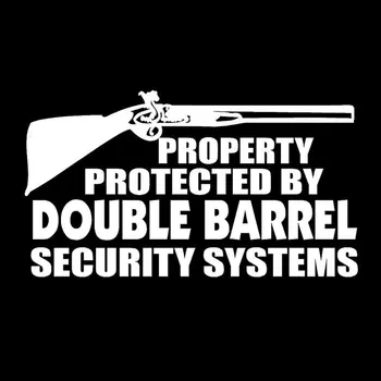 Dobbelt-Barrel Shotgun Beskyttet Ejendom Bil-Klistermærke og Klistermærker til Bil Kofanger Vinduet Auto Solcreme Bil Tilbehør PVC18*10cm