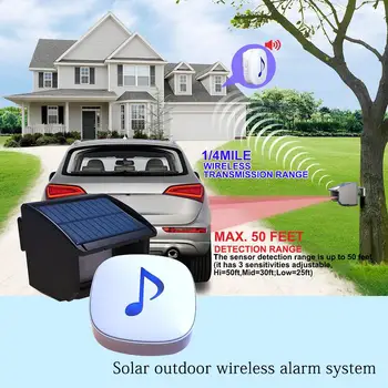 Solar Udendørs Trådløse Alarmanlæg, Udendørs Vindtæt Bevægelsesfølerens Sikkerhed Alarm System Infrarød Alarm Detektor