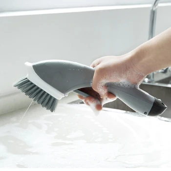 HILIFE Vask Pensel 1 stk Køkken, Badeværelse Hjørne Drys Børster Automatisk Tilføje Flydende rensebørste Multifunktion Lange Håndtag