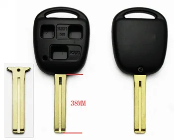 3 Knapper Fjernbetjening Nøgle Shell for Lexus Med TOY48 Kort nøgleblad 38MM med T-Form Blade