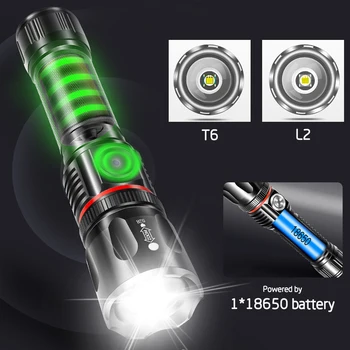 30000LM T6/L2 Super Lyse Led lommelygte USB-linterna Power led torch Tip Zoomable Cykel Lys 18650 Genopladelige