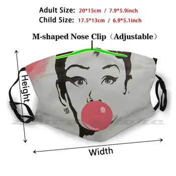 Bobler Vaskbar Tendenser Tilpasset Pm2.5 Filter Maske Audrey Hepburn Tyggegummi Pop Art