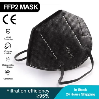 100 Stk Voksen KN95 Mascarillas CE FFP2 ansigtsmaske 5 Lag N95 Filter Åndedrætsværn Maske Støvtæt Beskyttende Munden Masker masque