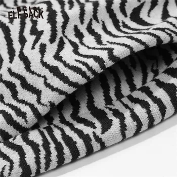 ELFSACK Zebra Stribet Høj Talje Afslappet Kvinder Harem Bukser,2021 Vinter Vintage Snor koreanske Damer Grundlæggende Daglige Bunden