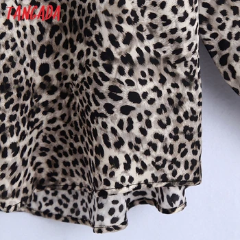 Tangada Foråret Kvinder Overdimensionerede Leopard Bluse med Lange Ærmer Smarte Kvindelige Casual Skjorte Blusas Femininas 6Z65